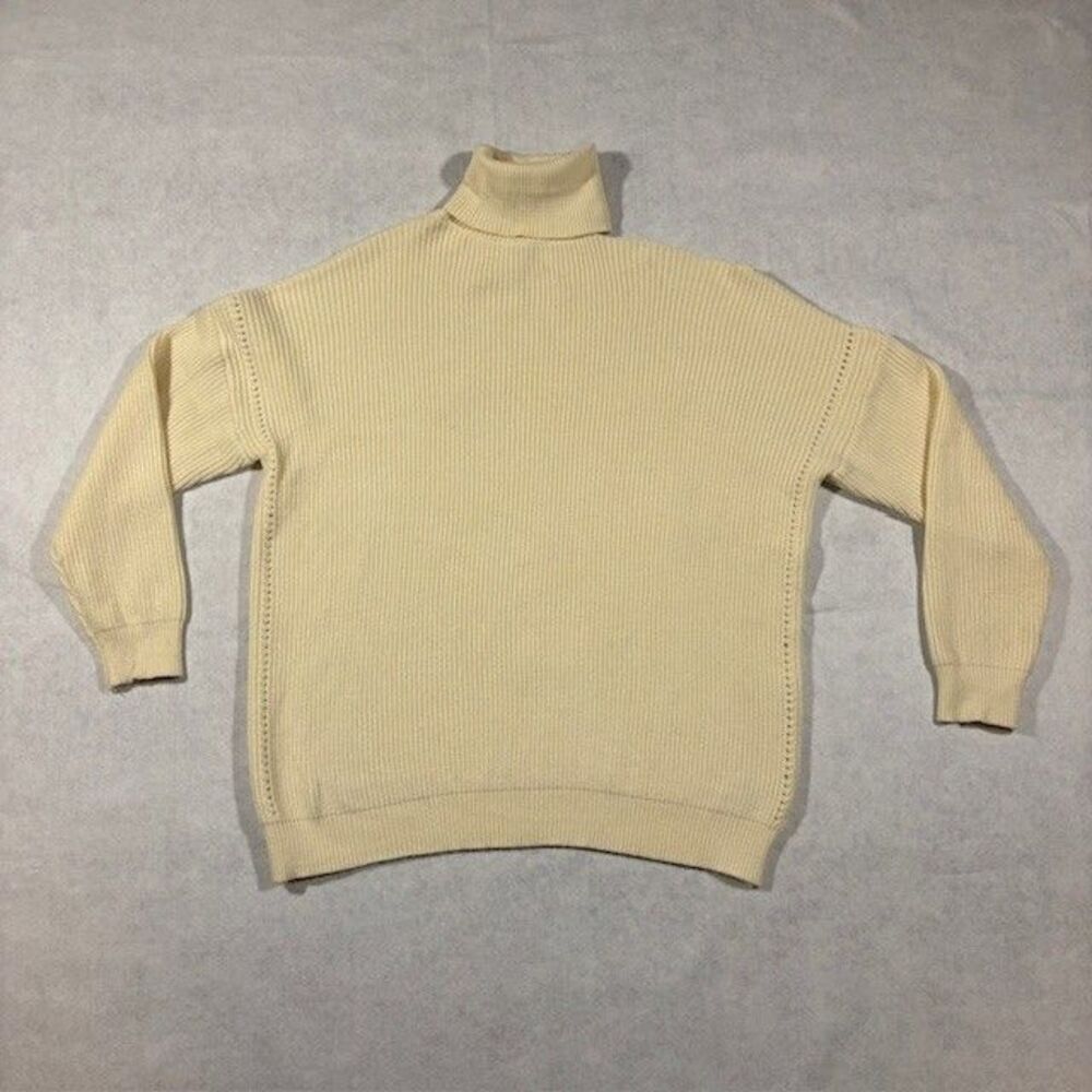 &Merci Womens's Open Shoulder Sweater Size L Ribbed Turtleneck Knit